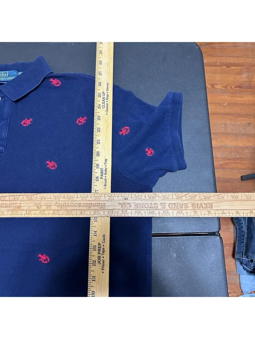 vintage navy all over lobster embroidery polo